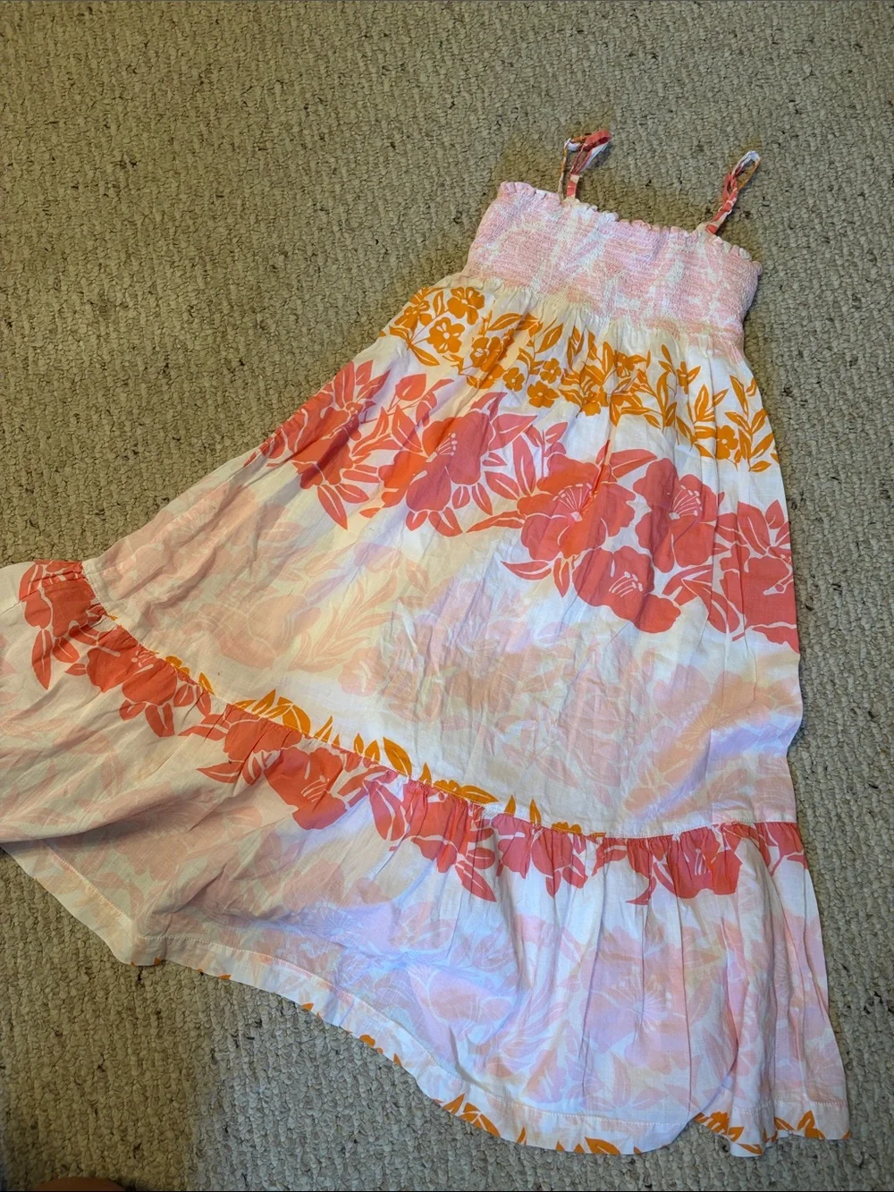 GAP Kids/Girls Pink and Orange Floral Maxi Dress